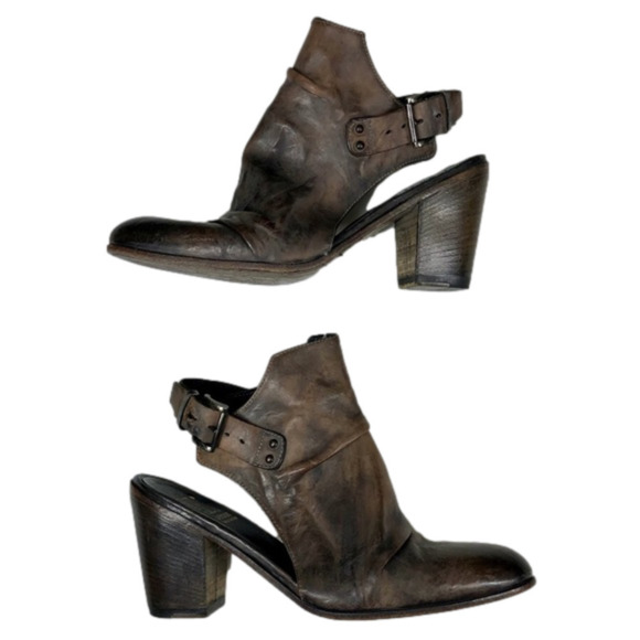 JO Ghost Distressed Leather open back Chunky Heel Bootie. Made in Italy. Sz 38 - Picture 2 of 13